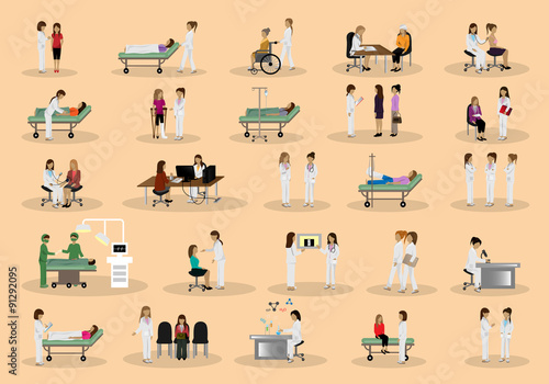 Medical Staff And Patients Different Situations Set