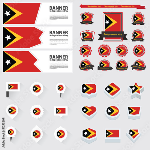 east timor independence day, infographic, and label Set.