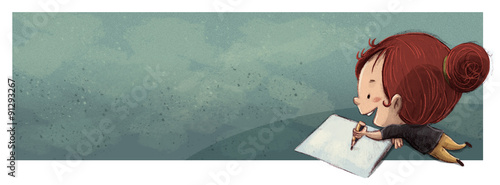 Photos niña escribiendo en el suelo