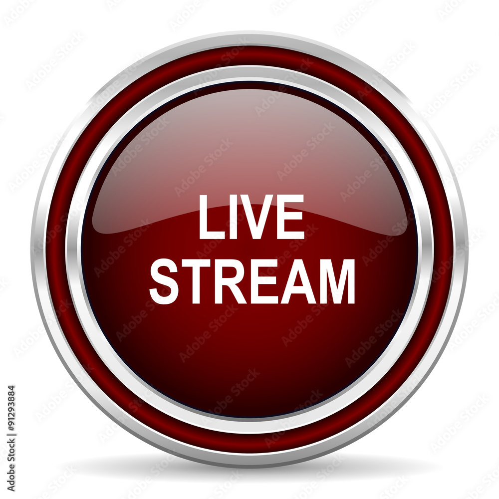 live stream red glossy web icon