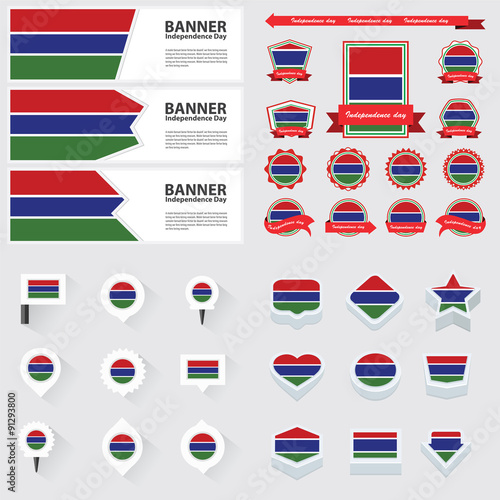 gambia independence day, infographic, and label Set. Free Download gambia independence day, infographic, and label Set. - GFXLoad