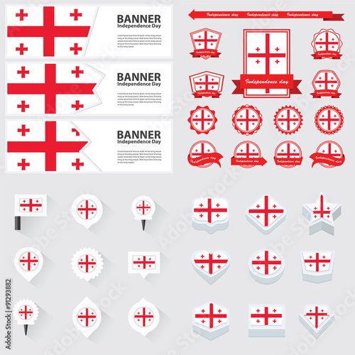 georgia independence day, infographic, and label Set.