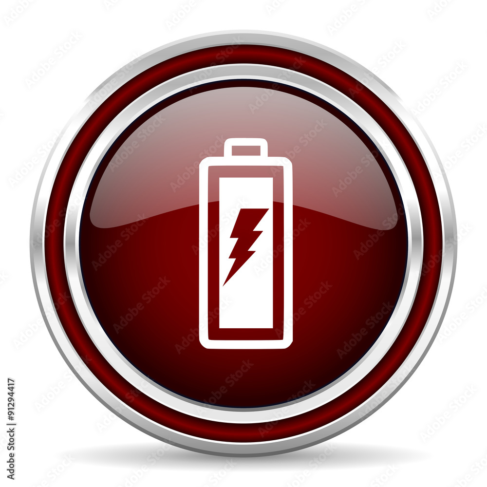 battery red glossy web icon battery red glossy web icon