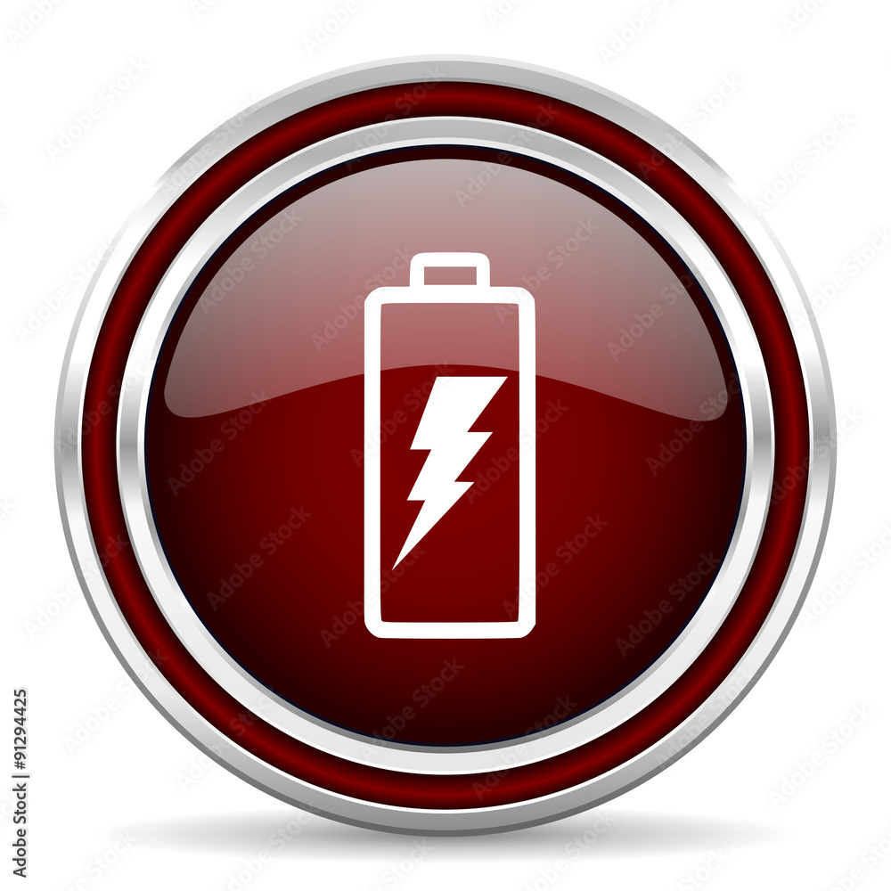 Obraz premium battery red glossy web icon