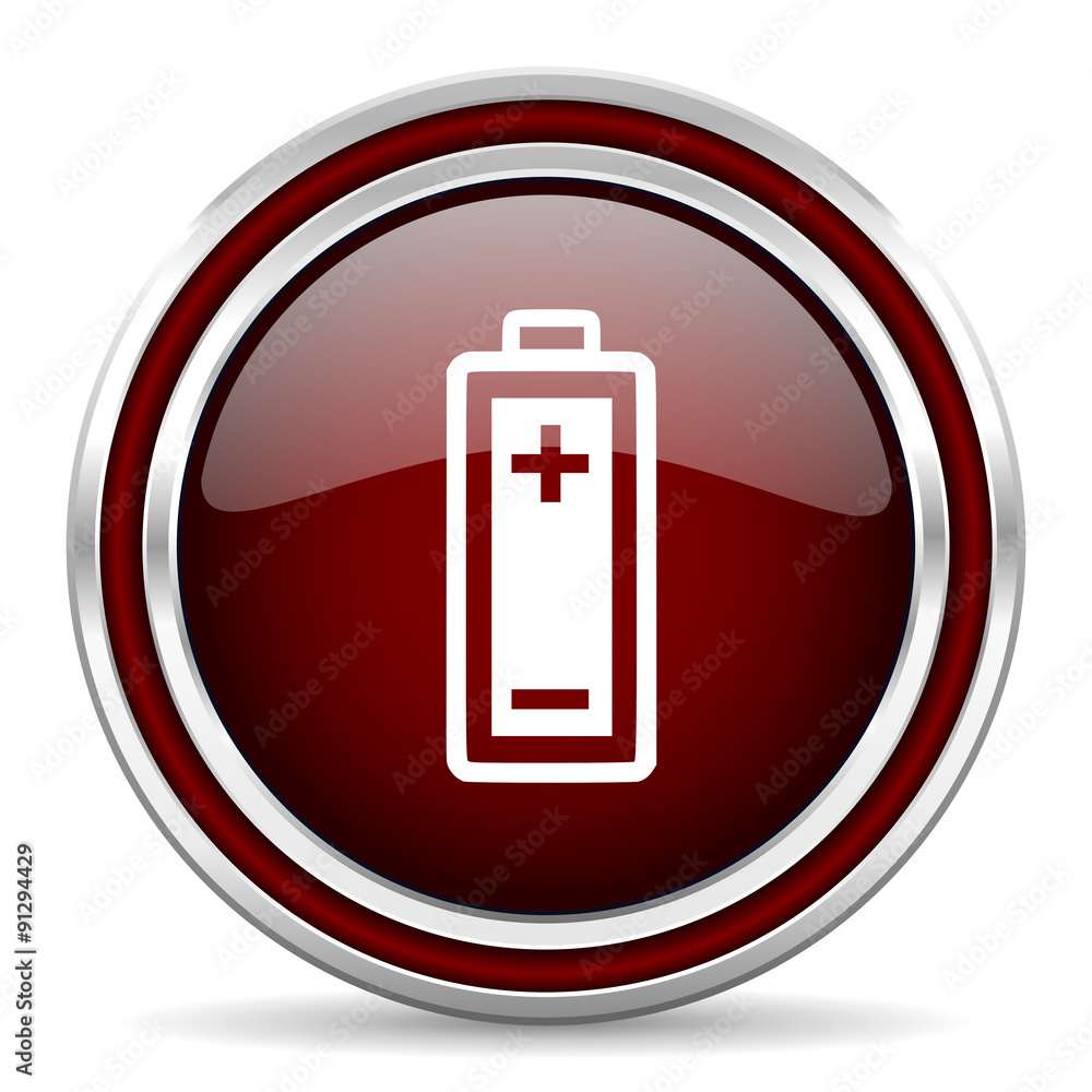 battery red glossy web icon