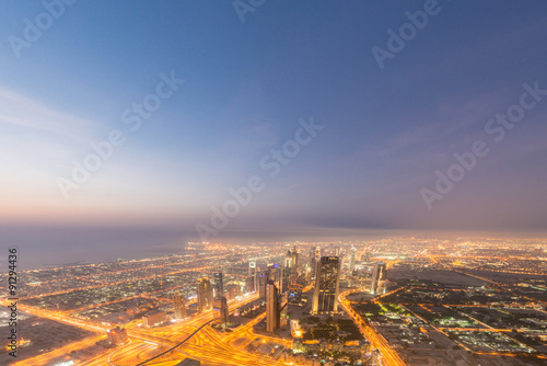Panorama of night Dubai during sunset © Elnur