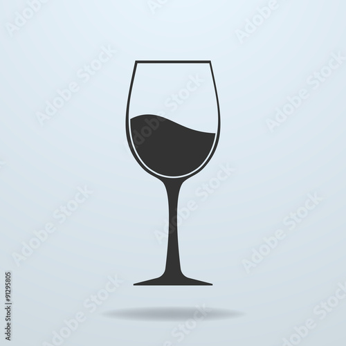 Glass of wine vector icon.