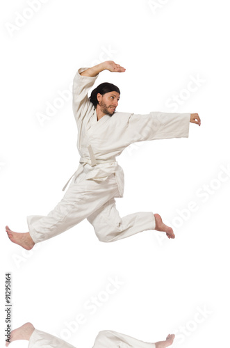 Karate fighter isolated on white