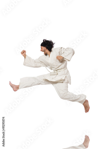 Karate fighter isolated on white