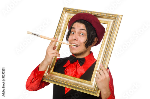 Funny artist isolated on white
