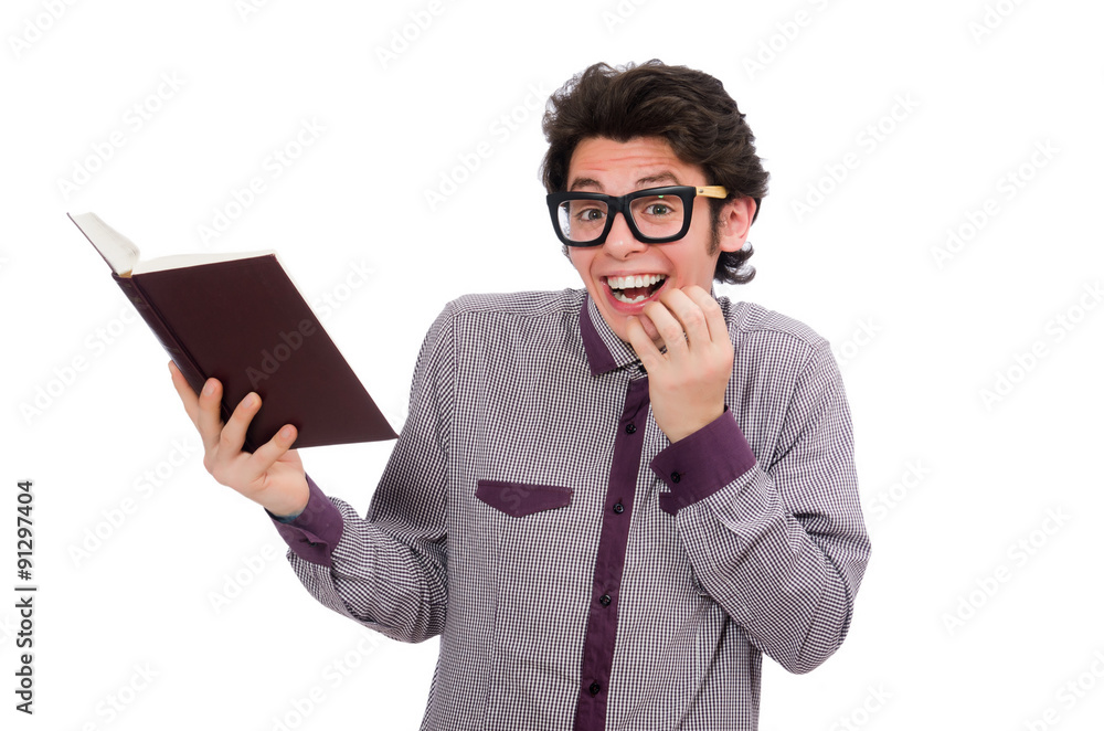 Student with book isolated on white Student with book isolated on white