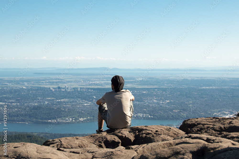watching the view from Dog Mountain, Mt Seymour Vancouver watching the view from Dog Mountain, Mt Seymour Vancouver