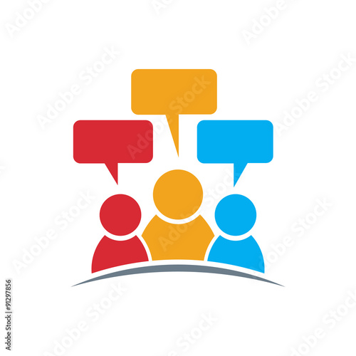 People logo. Group of three persons speech