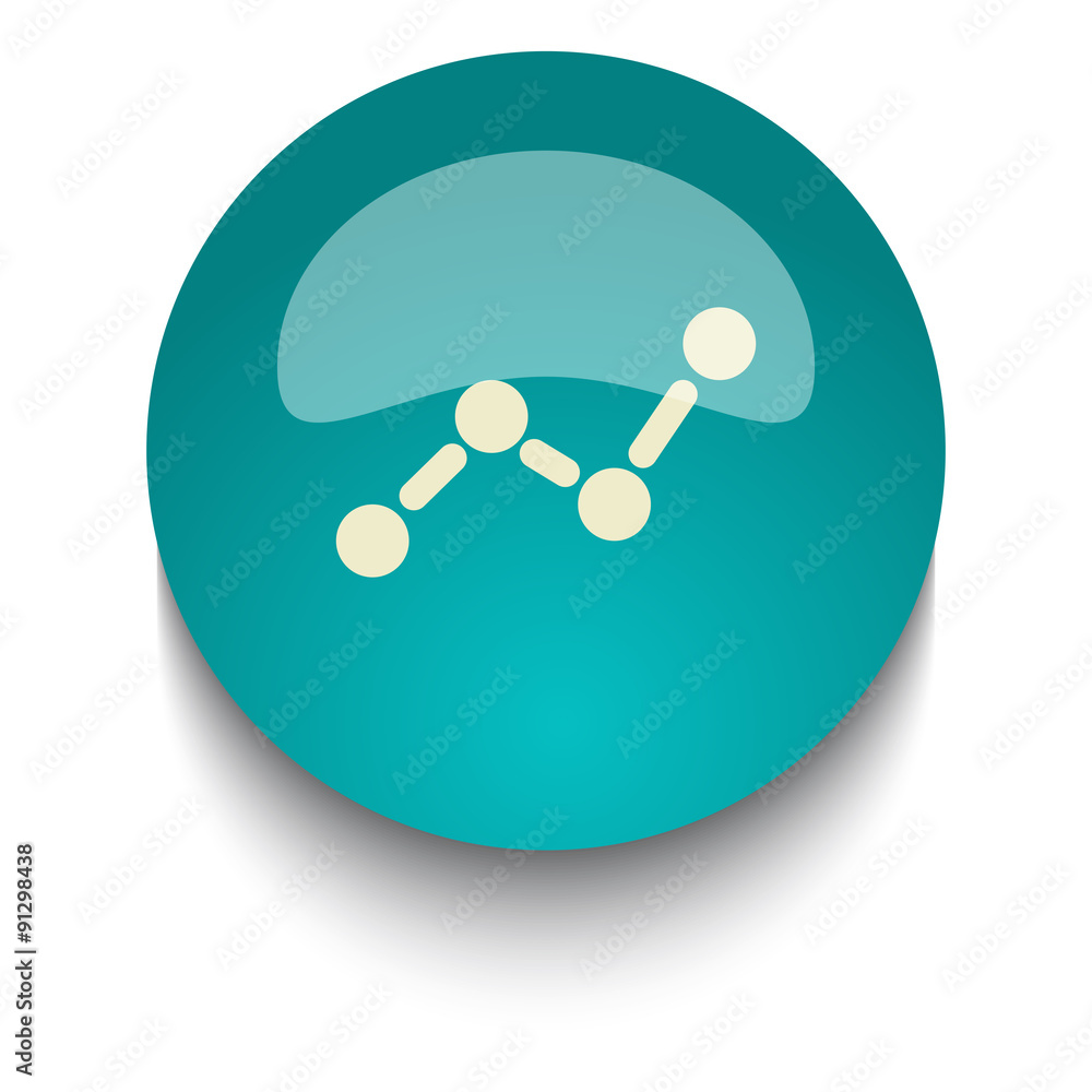 Graph vector icon on blue green glossy glass button on white bac Graph vector icon on blue green glossy glass button on white bac