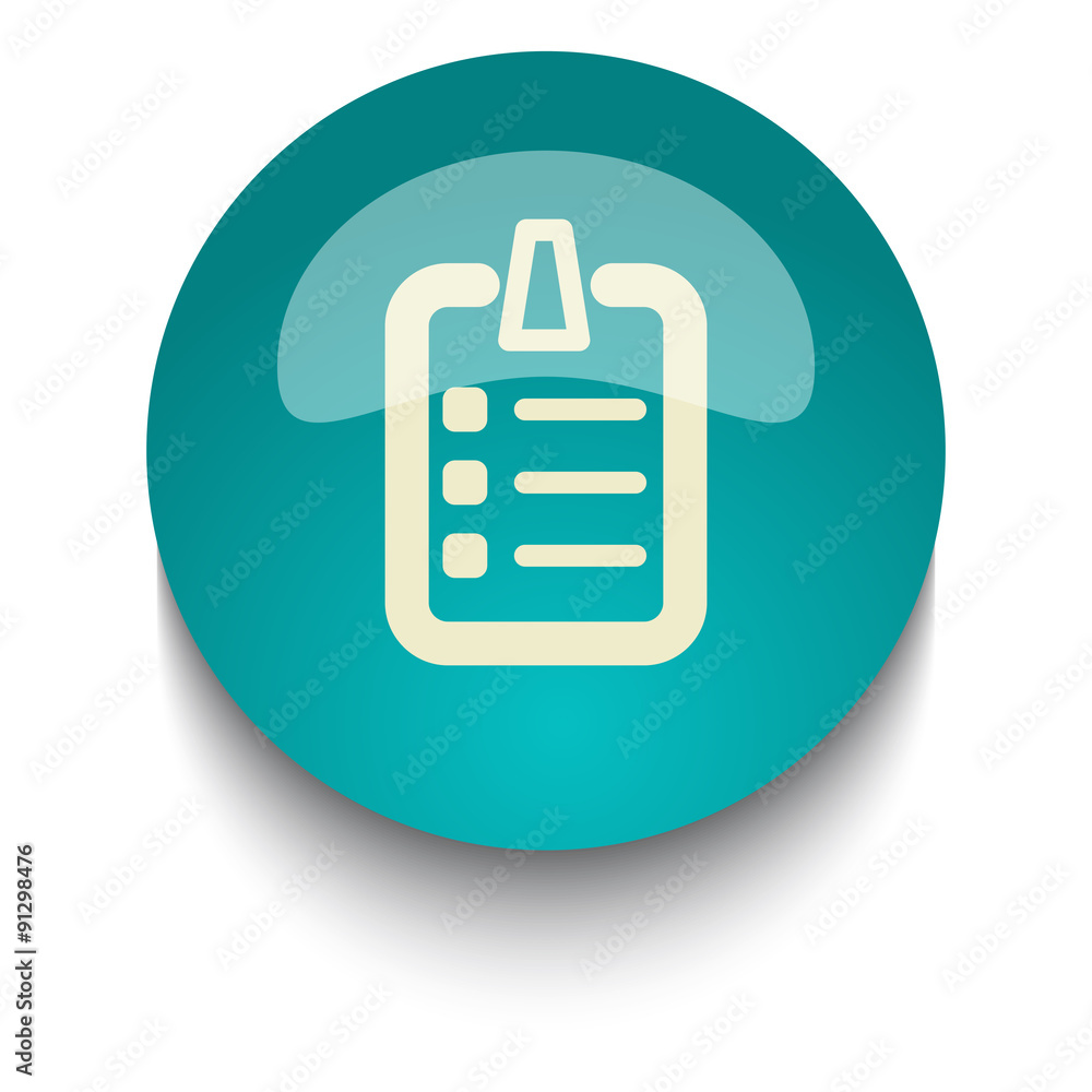 Checklist vector icon on blue green glossy glass button on white Checklist vector icon on blue green glossy glass button on white