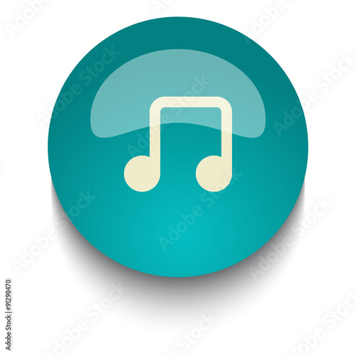 Notes vector icon on blue green glossy glass button on white bac