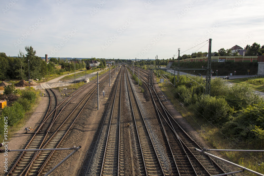Rail tracks to the train station of Werdau, Germany, 2015 Rail tracks to the train station of Werdau, Germany, 2015