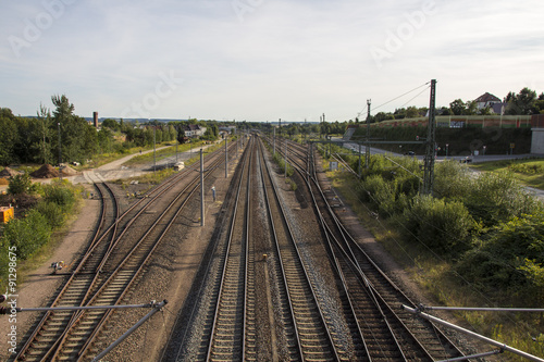 Rail tracks to the train station of Werdau, Germany, 2015