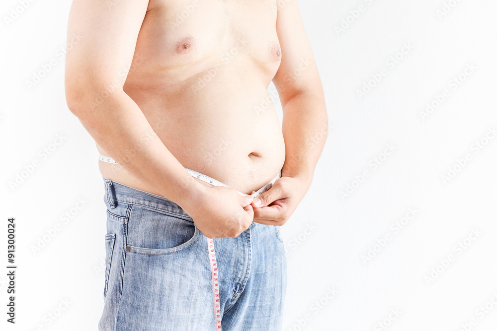 Naklejka premium Fat man on white background