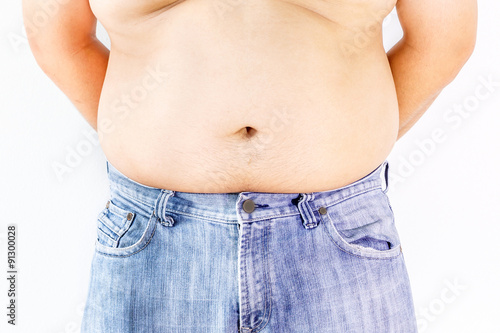 Fat man on white background