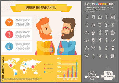 Drink flat design Infographic Template