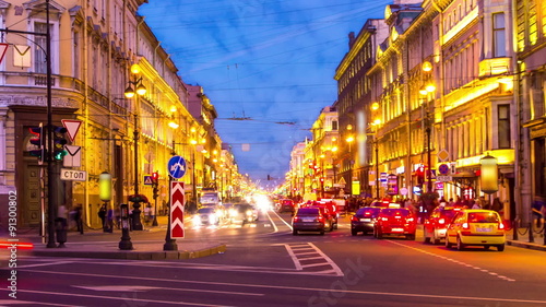 St.Petersburg. Nevsky prospekt in the night. timelapse photo