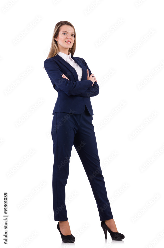 Businesswoman in blue suit isolated on white Businesswoman in blue suit isolated on white