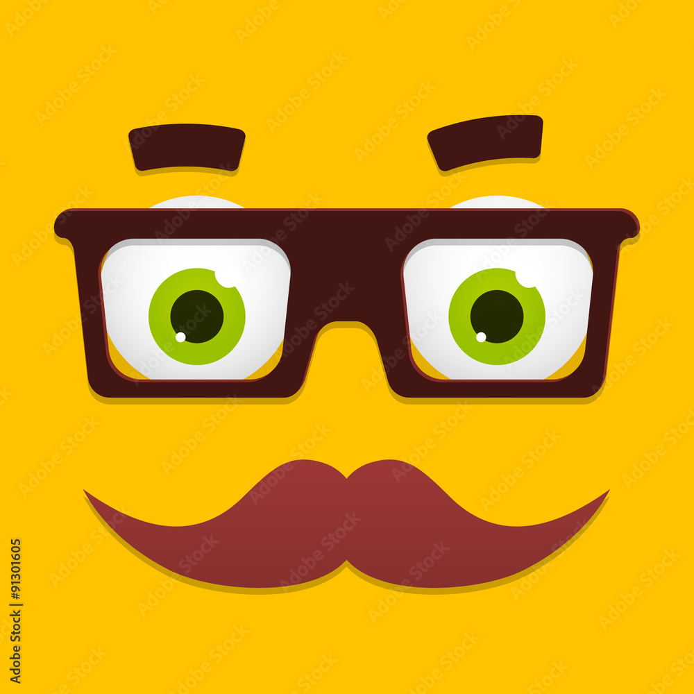 Vector Hipster Avatar with Geek Glasses And Mustache Vector Hipster Avatar with Geek Glasses And Mustache