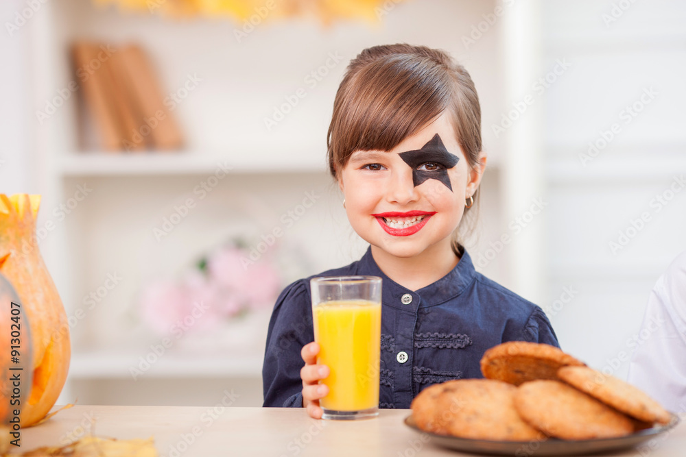 Cute female child is preparing for Nut-Crack Night Cute female child is preparing for Nut-Crack Night