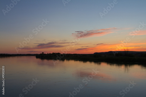 sunset over the river