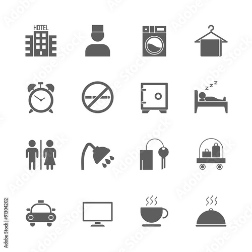 hotel icons set