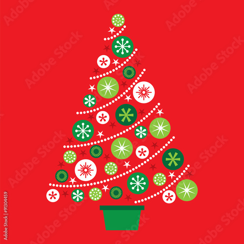 sparkling christmas tree with baubles decoration suitable for your personal greeting card