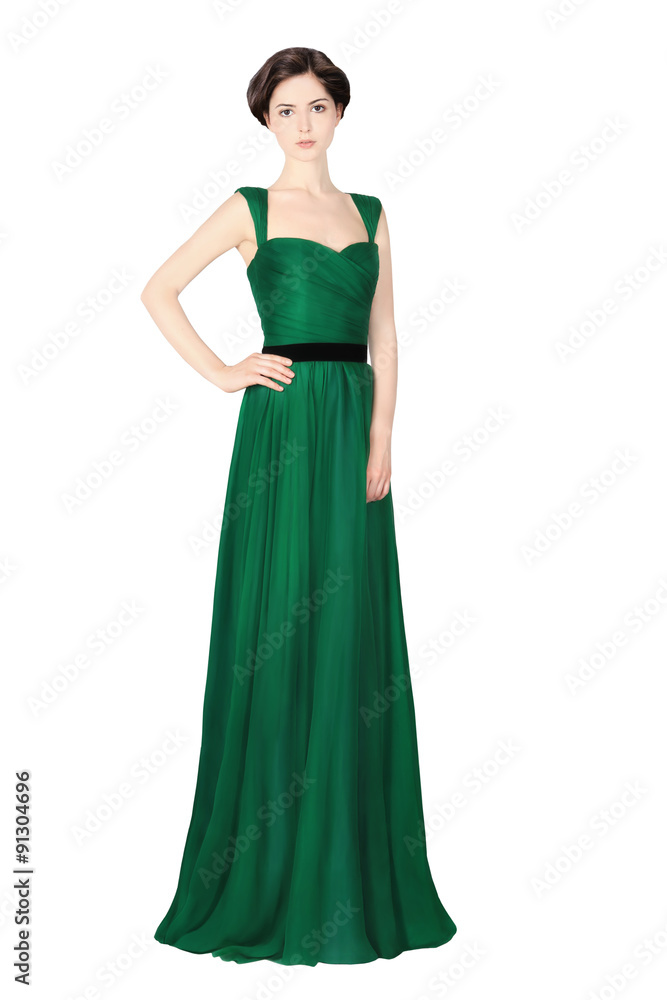 Woman in green ball dress...