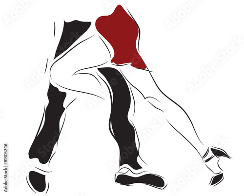 Couple Dancing Tango. Woman and Man Dancers