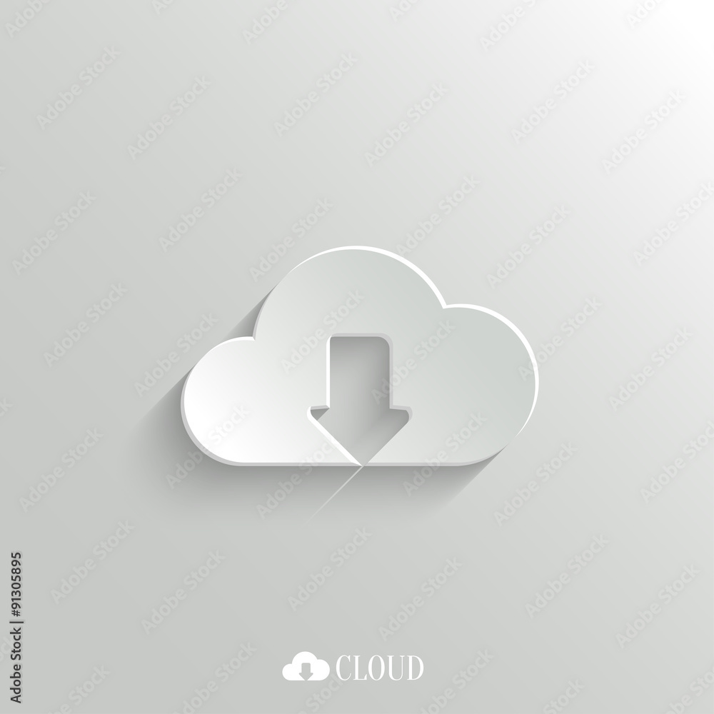 Cloud download icon - vector white app button Cloud download icon - vector white app button