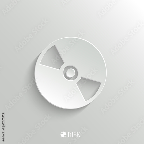 Compact disk icon - vector white app button