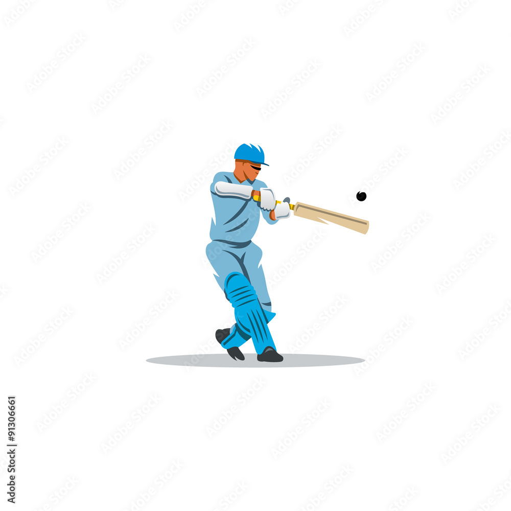 Cricket player hit the ball sign. Vector Illustration. Cricket player hit the ball sign. Vector Illustration.