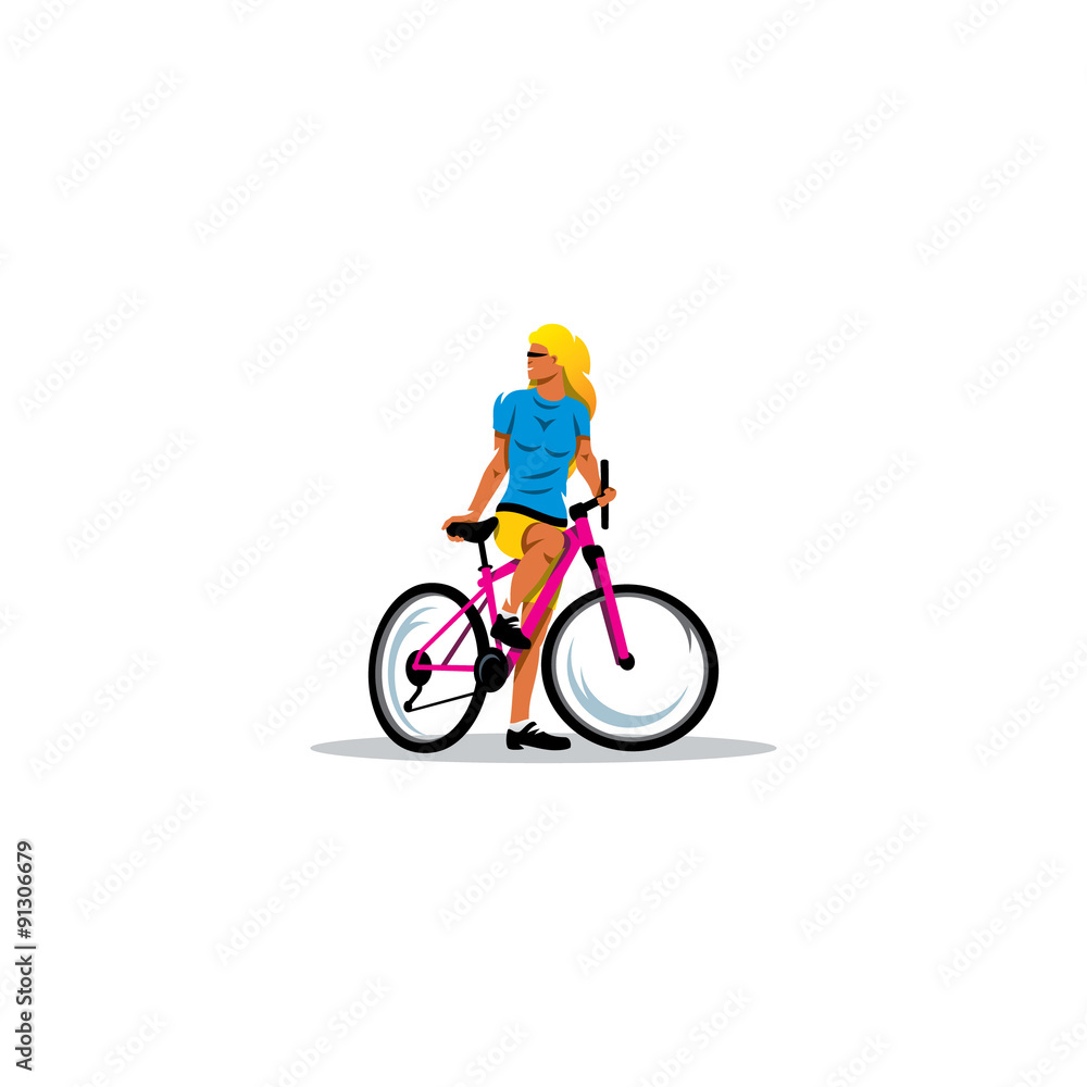 Sexy Girl on Bike sign. Vector Illustration.