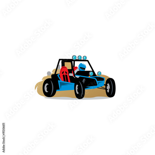Buggy race car sign. Vector Illustration.