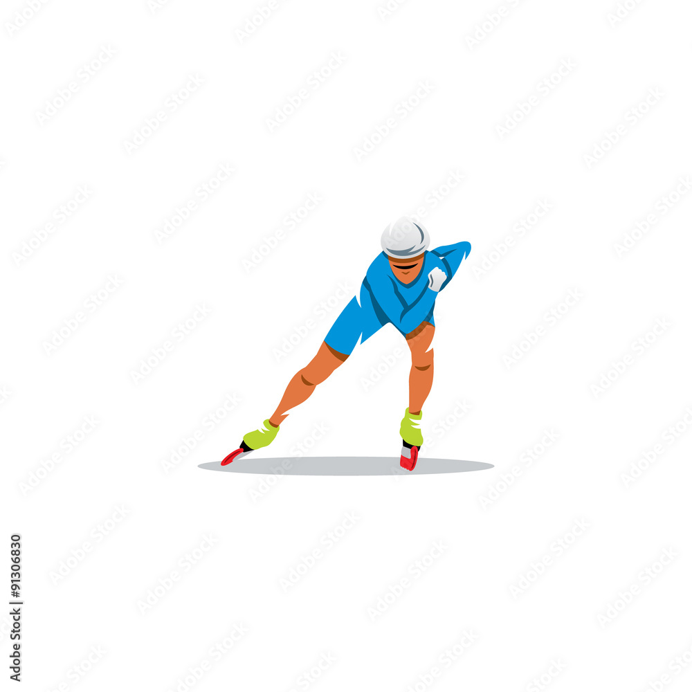 Fototapeta premium Athlete on roller skates sign. Vector Illustration.