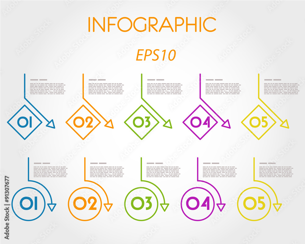 colorful linear infographic set of elements colorful linear infographic set of elements