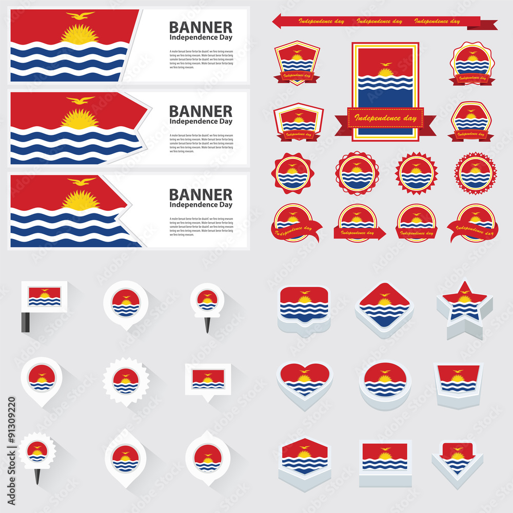 Kiribati independence day, infographic, and label Set.