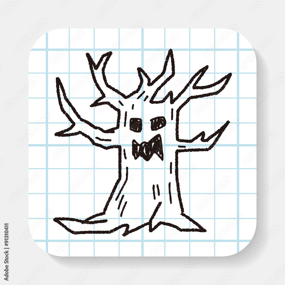 Fototapeta premium tree monster doodle