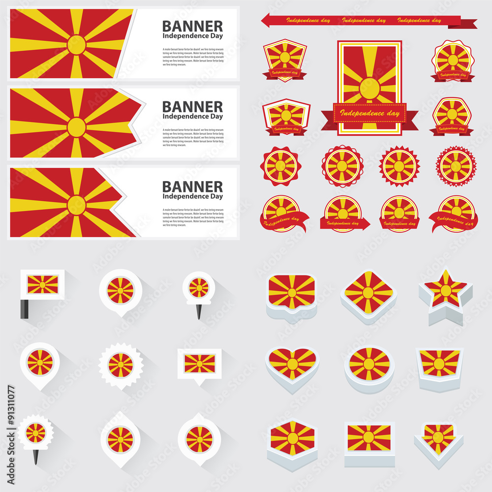 macedonia independence day, infographic, and label Set.