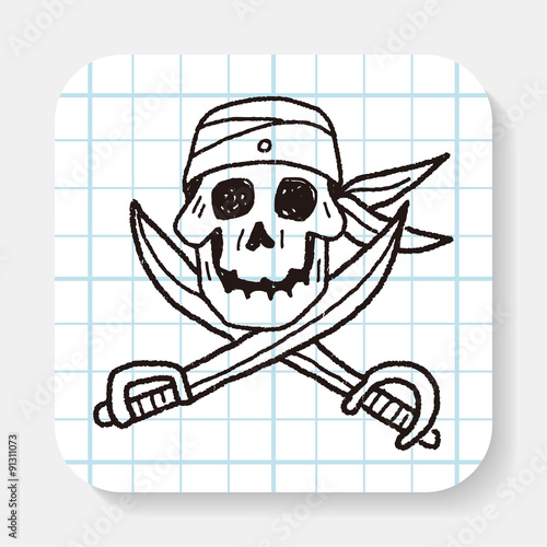 skull and knife doodle