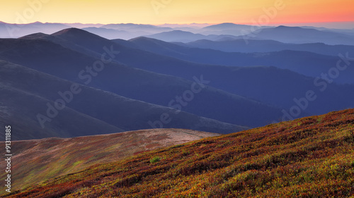 beautiful sunrise on the mountaines