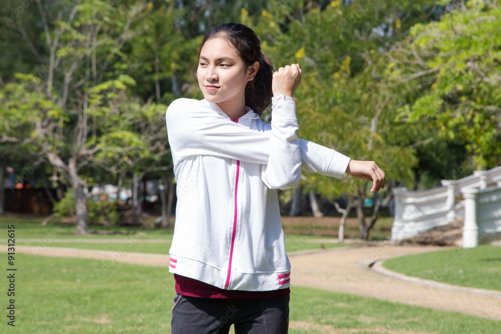healthy young woman stretching before Fitness and Exercise healthy young woman stretching before Fitness and Exercise