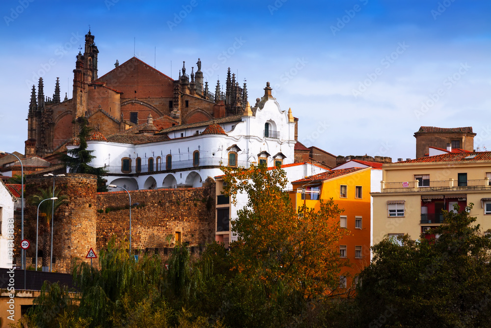  Old houses and Cathedral of Plasencia