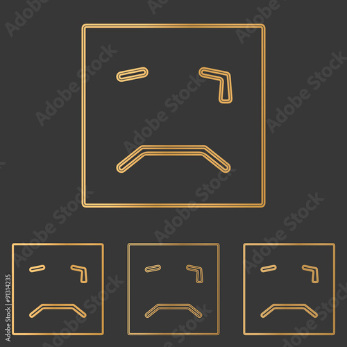 Bronze line crying face logo design set