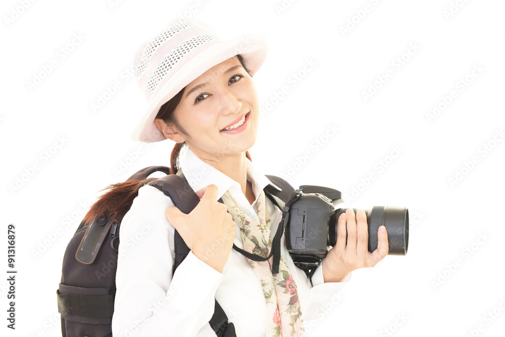 カメラを持つ女性
